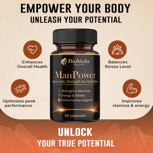 BioVeda Health ManPowerNatural Capsules for Men – Strength, Stamina, Energy, Vitality & Performance Support (60 Capsules)