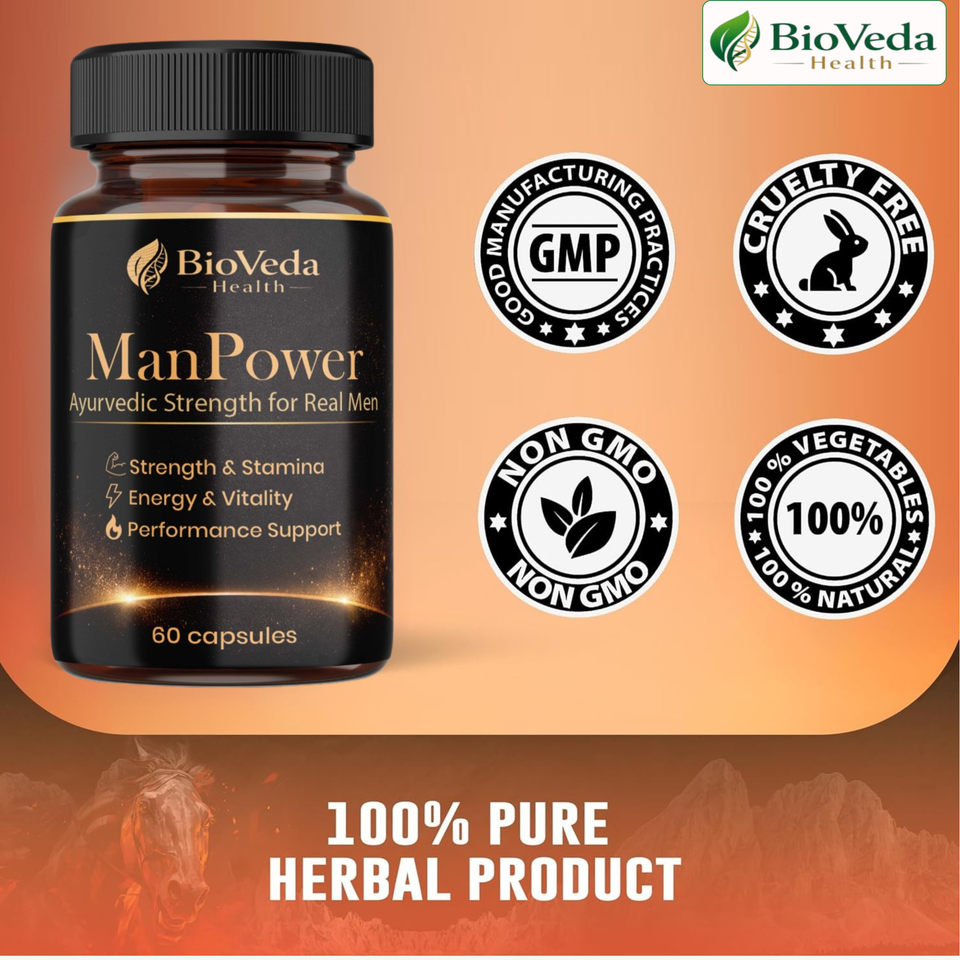 Man Power Natural Capsules for Men – Strength, Stamina, Energy, Vitality & Performance Support (60 Capsules)