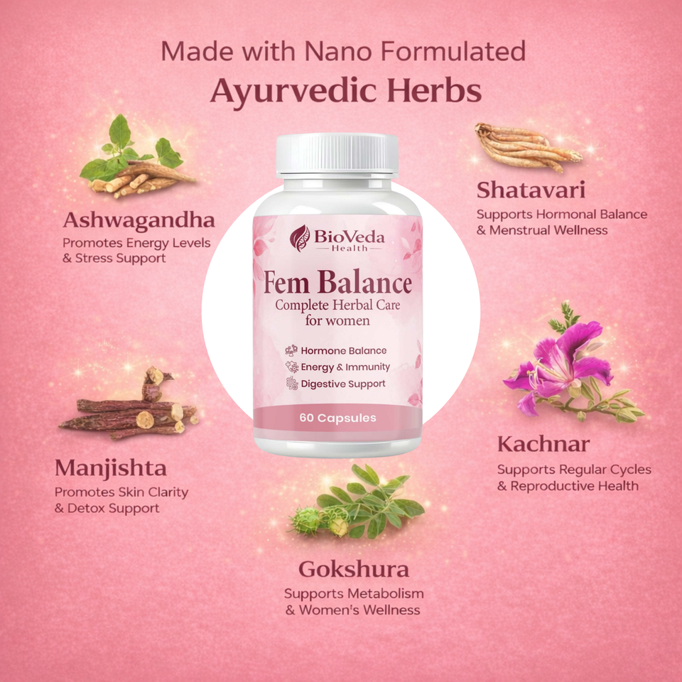 Fem Balance Capsules – Complete Herbal Care for Women | Hormone Balance, Energy, Immunity & Digestive Support