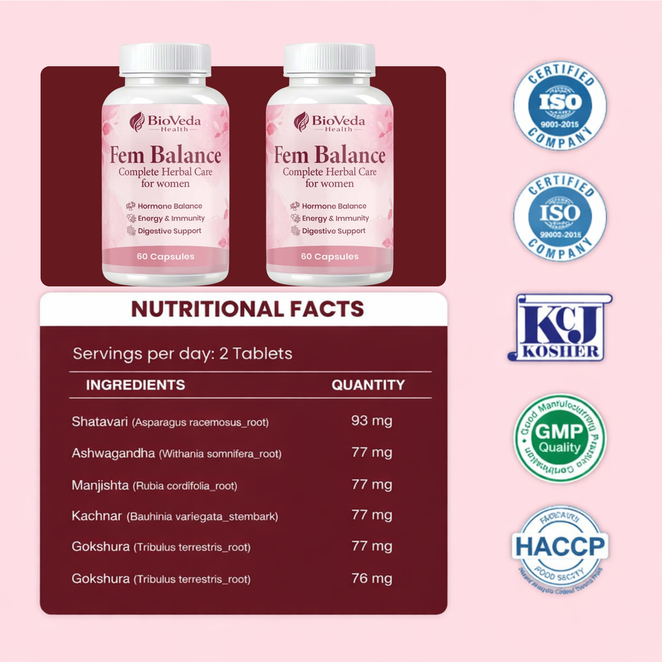 Fem Balance Capsules – Complete Herbal Care for Women | Hormone Balance, Energy, Immunity & Digestive Support