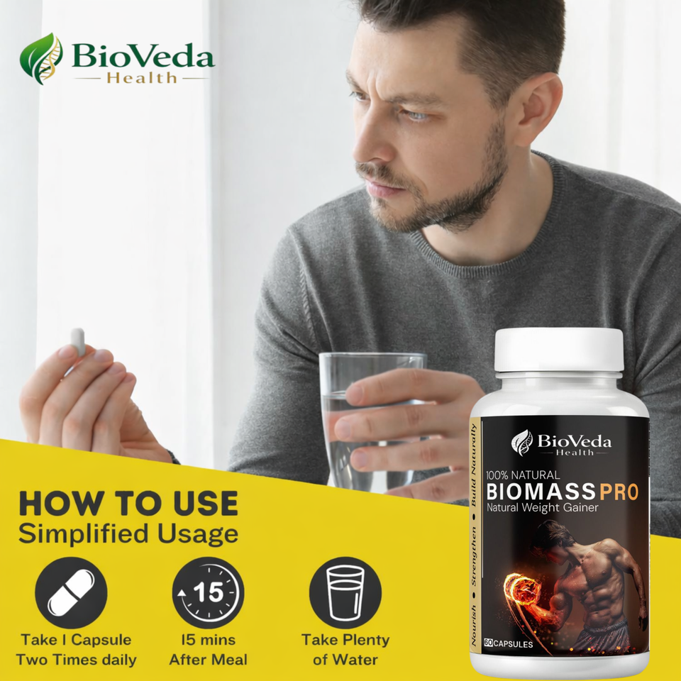 Biomass Pro – Natural Weight Gainer Capsules for Muscle Mass, Strength & Healthy Weight Gain