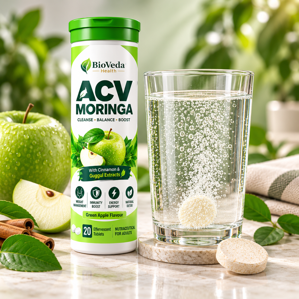 BioVeda Health ACV & Moringa Effervescent Tablets - Green Apple (20 Tablets)